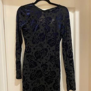 Windsor Black and Navy Floral Bodycon Dress